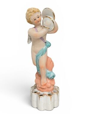 Vintage Porcelain Cherub Flower Frog